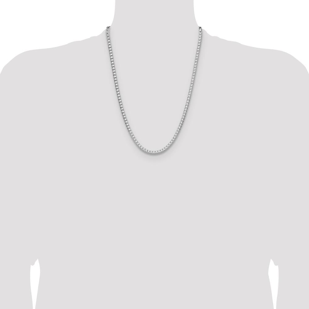 Sterling Silver 24" 4.7mm Diamond-Cut Square Franco Chain - Polished Finish by Lumare Gioia