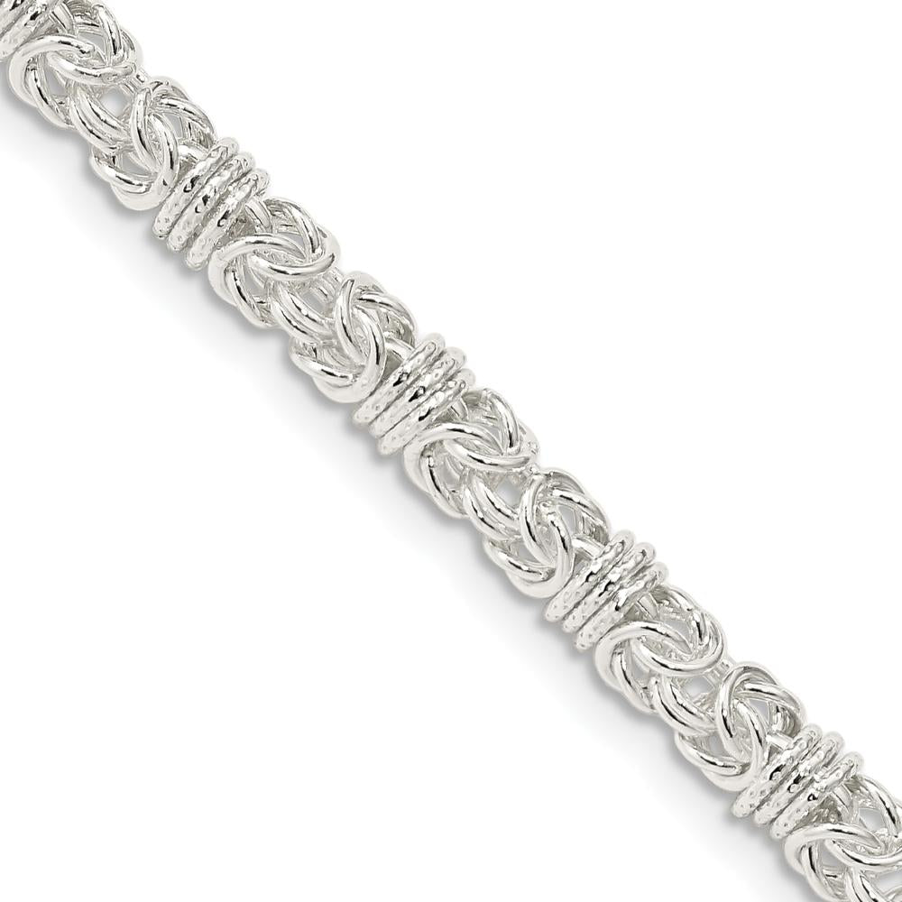 Sterling Silver 24" 4mm Fancy Byzantine Chain Necklace - Handcrafted with Polished Finish by Lumare Gioia