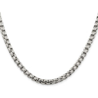 Sterling Silver 24" 5.2mm Round Box Chain Necklace with Rhodium Plating by Lumare Gioia