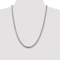 Sterling Silver 24" 5.2mm Round Box Chain Necklace with Rhodium Plating by Lumare Gioia