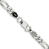 Sterling Silver 24" 5.5mm Figaro Chain Necklace with Polished Finish by Lumare Gioia