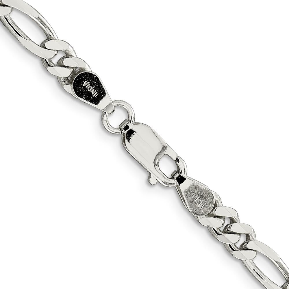 Sterling Silver 24" 5.5mm Figaro Chain Necklace with Polished Finish by Lumare Gioia