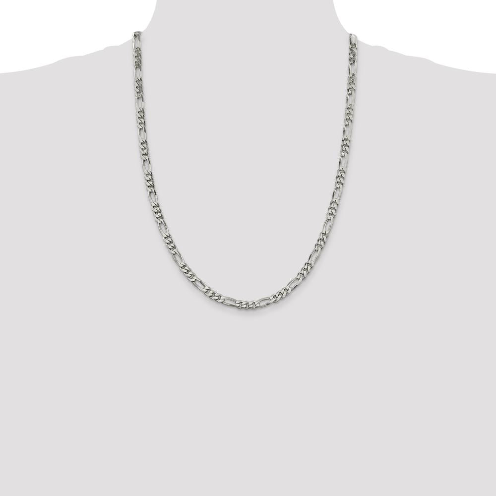 Sterling Silver 24" 5.5mm Figaro Chain Necklace with Polished Finish by Lumare Gioia