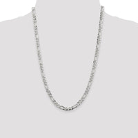 Sterling Silver 24" 5.5mm Pavé Flat Figaro Chain Necklace - Polished Finish with Lobster Clasp by Lumare Gioia