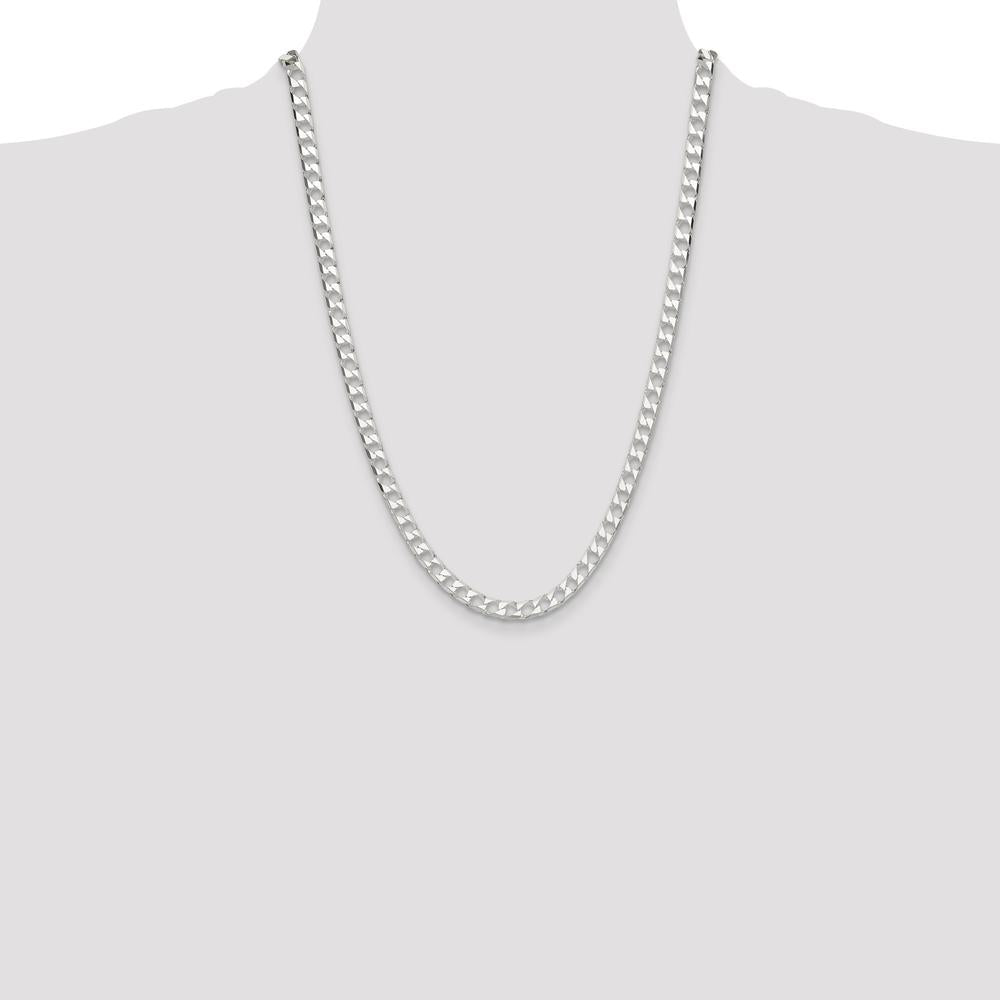 Sterling Silver 24" 5.75mm Diamond-Cut Square Curb Chain with Polished Finish by Lumare Gioia
