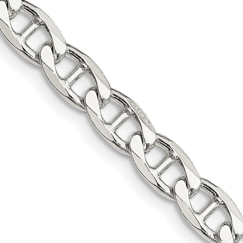 Sterling Silver 24" 5.7mm Diamond-Cut Flat Anchor Curb Chain by Lumare Gioia