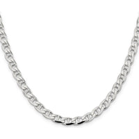 Sterling Silver 24" 5.7mm Diamond-Cut Flat Anchor Curb Chain by Lumare Gioia