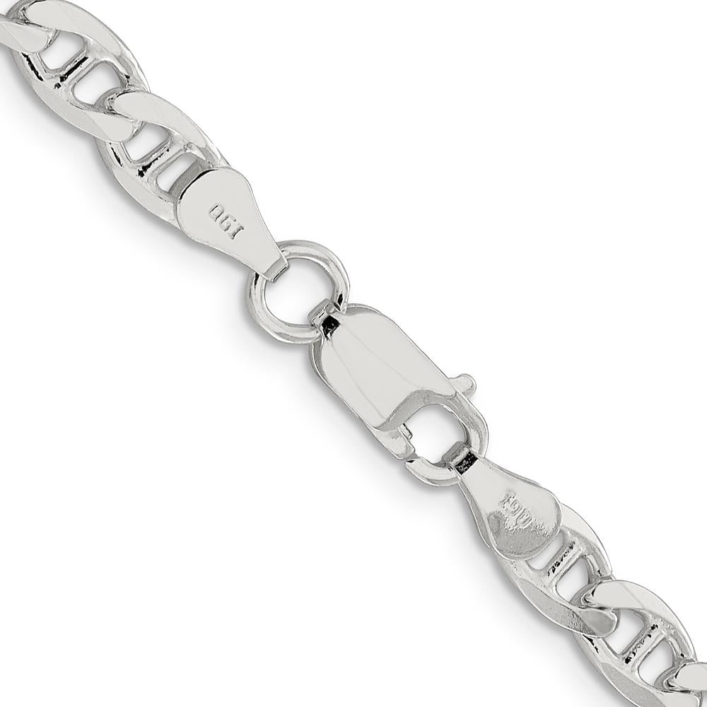 Sterling Silver 24" 5.7mm Diamond-Cut Flat Anchor Curb Chain by Lumare Gioia