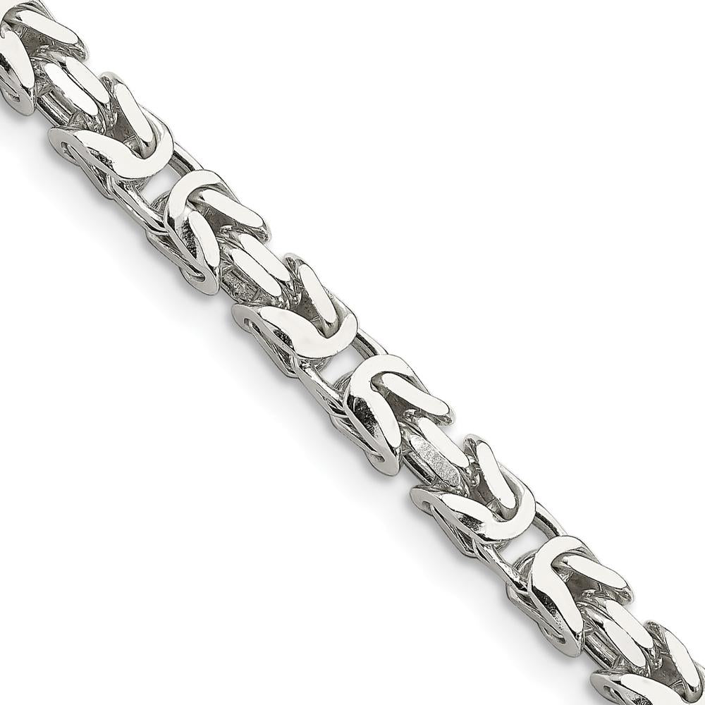Sterling Silver 24" 5mm Byzantine Chain Necklace - Polished Finish by Lumare Gioia