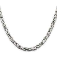 Sterling Silver 24" 5mm Byzantine Chain Necklace - Polished Finish by Lumare Gioia
