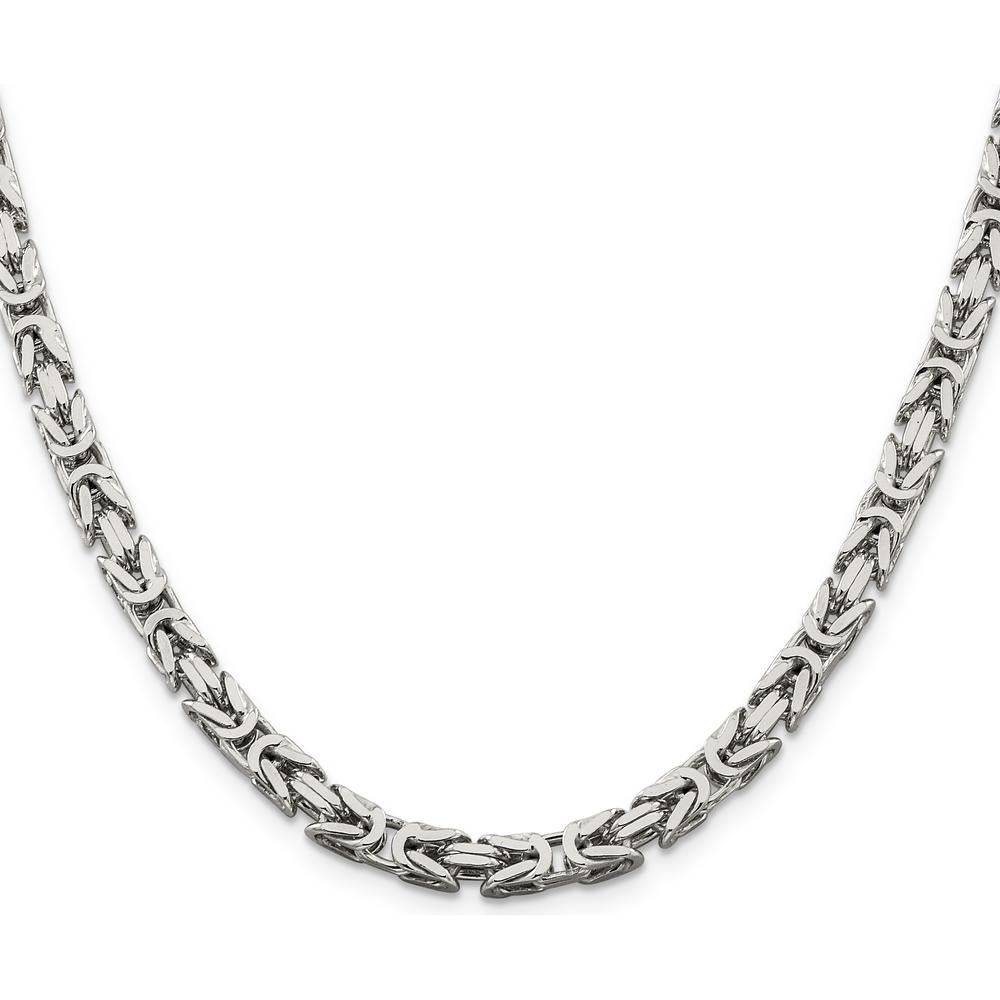 Sterling Silver 24" 5mm Byzantine Chain Necklace - Polished Finish by Lumare Gioia
