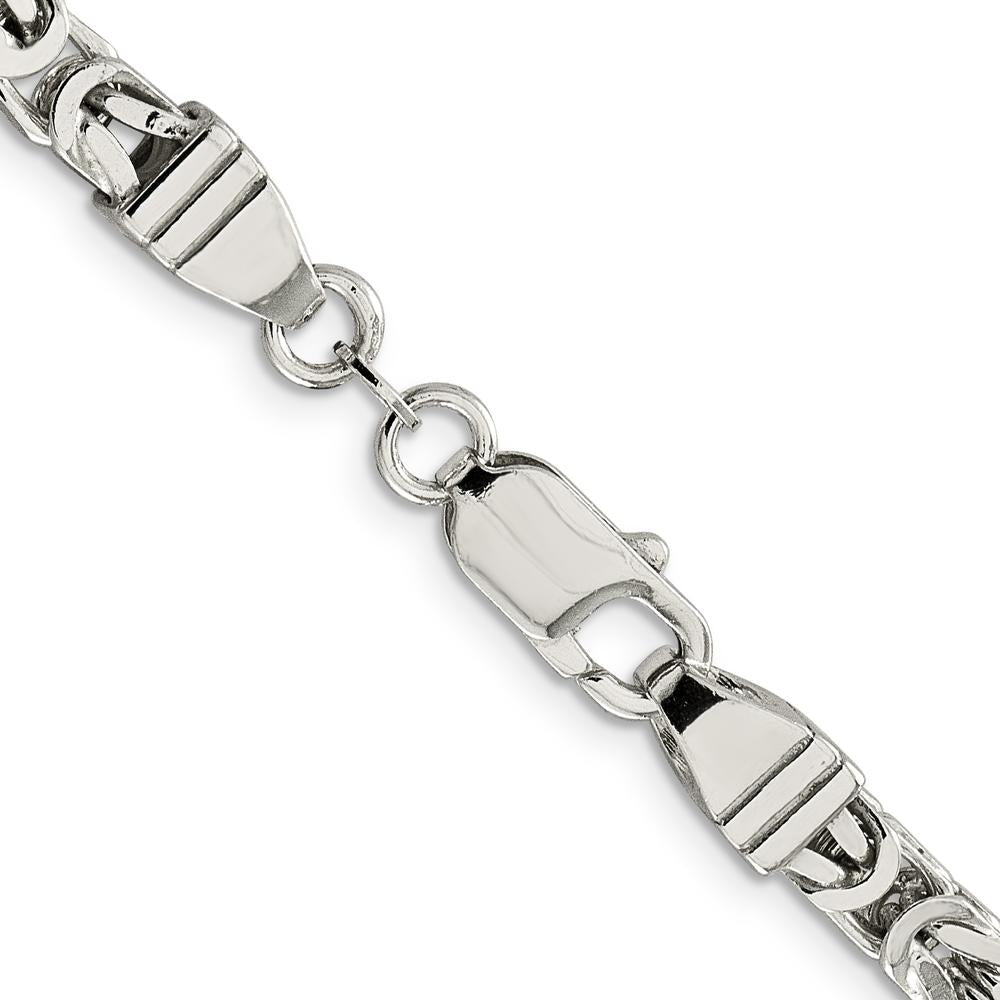 Sterling Silver 24" 5mm Byzantine Chain Necklace - Polished Finish by Lumare Gioia