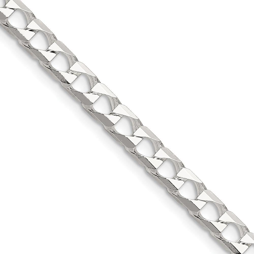 Sterling Silver 24" 5mm Diamond-Cut Square Curb Chain - Polished Finish by Lumare Gioia