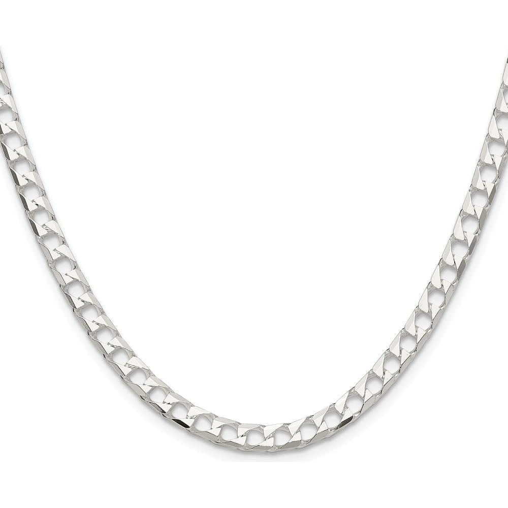 Sterling Silver 24" 5mm Diamond-Cut Square Curb Chain - Polished Finish by Lumare Gioia
