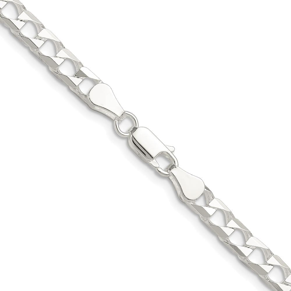 Sterling Silver 24" 5mm Diamond-Cut Square Curb Chain - Polished Finish by Lumare Gioia