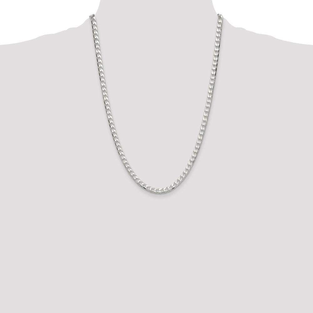 Sterling Silver 24" 5mm Diamond-Cut Square Curb Chain - Polished Finish by Lumare Gioia