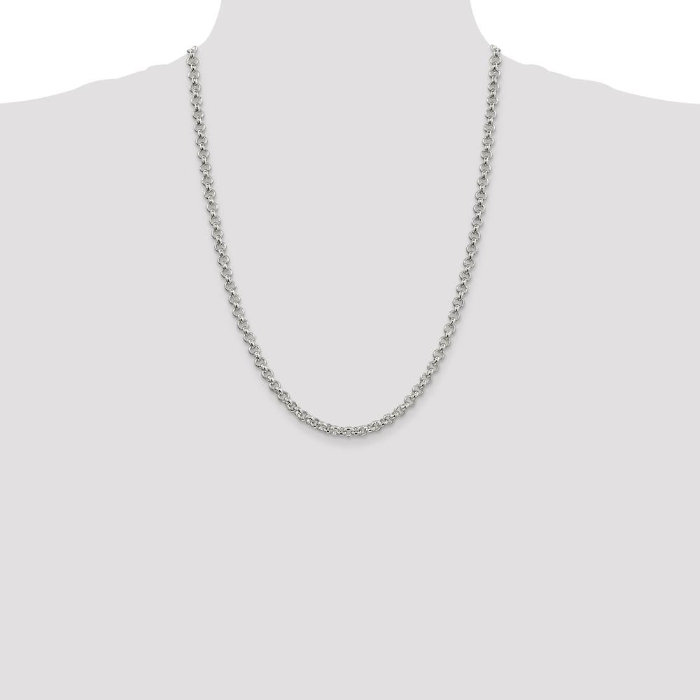 Sterling Silver 24" 5mm Rolo Chain with Polished Finish and Anti-Tarnish Coating by Lumare Gioia