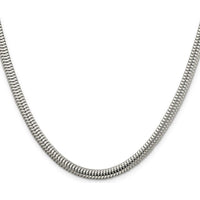 Sterling Silver 24" 5mm Round Snake Chain Necklace - Polished Finish with Anti-Tarnish Coating by Lumare Gioia