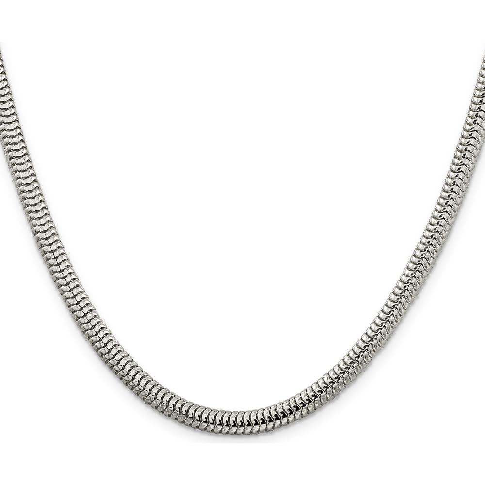 Sterling Silver 24" 5mm Round Snake Chain Necklace - Polished Finish with Anti-Tarnish Coating by Lumare Gioia
