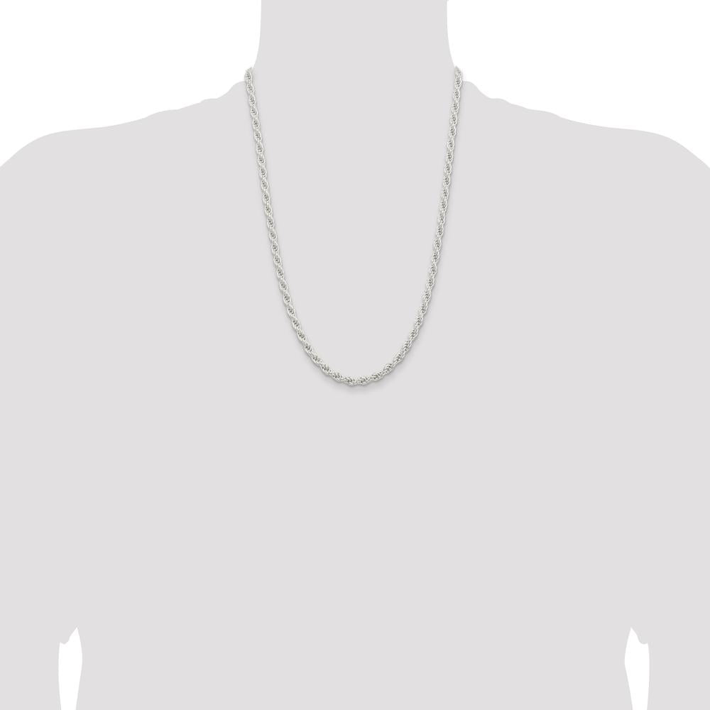 Sterling Silver 24" 5mm Solid Rope Chain Necklace with Lobster Clasp by Lumare Gioia