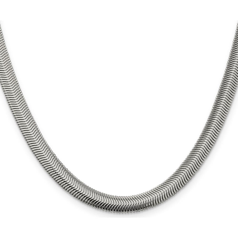 Sterling Silver 24" 6.25mm Flat Oval Snake Chain Necklace with Lobster Clasp by Lumare Gioia