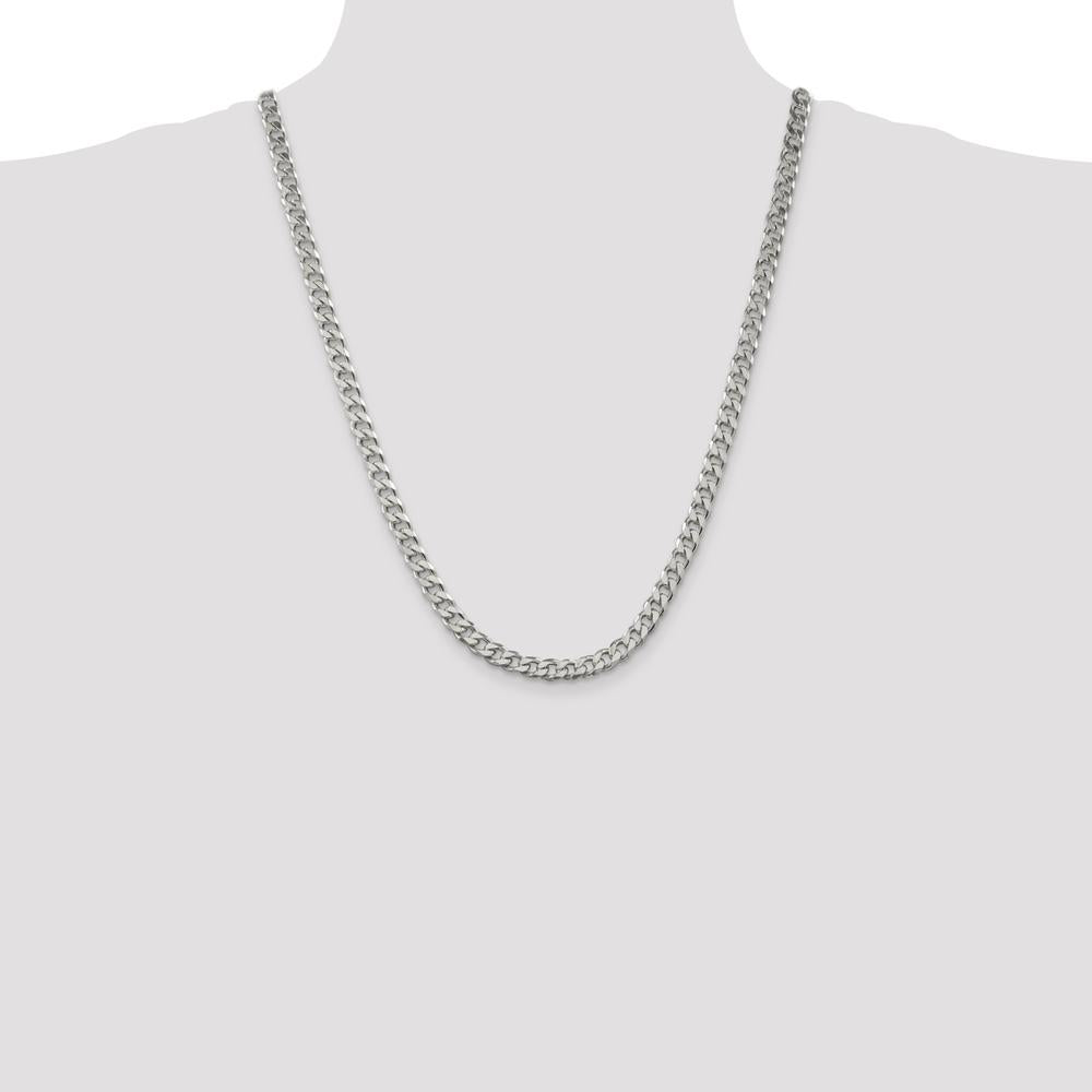 Sterling Silver 24" 6.5mm Curb Chain Necklace with Polished Finish - Unisex Design by Lumare Gioia