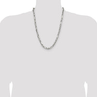 Sterling Silver 24" 6mm Diamond-Cut Figarope Chain with Lobster Clasp by Lumare Gioia