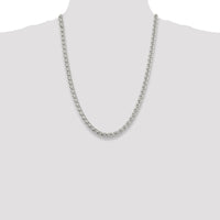 Sterling Silver 24" 6mm Round Spiga Chain Necklace with Polished Finish and Anti-Tarnish Coating by Lumare Gioia