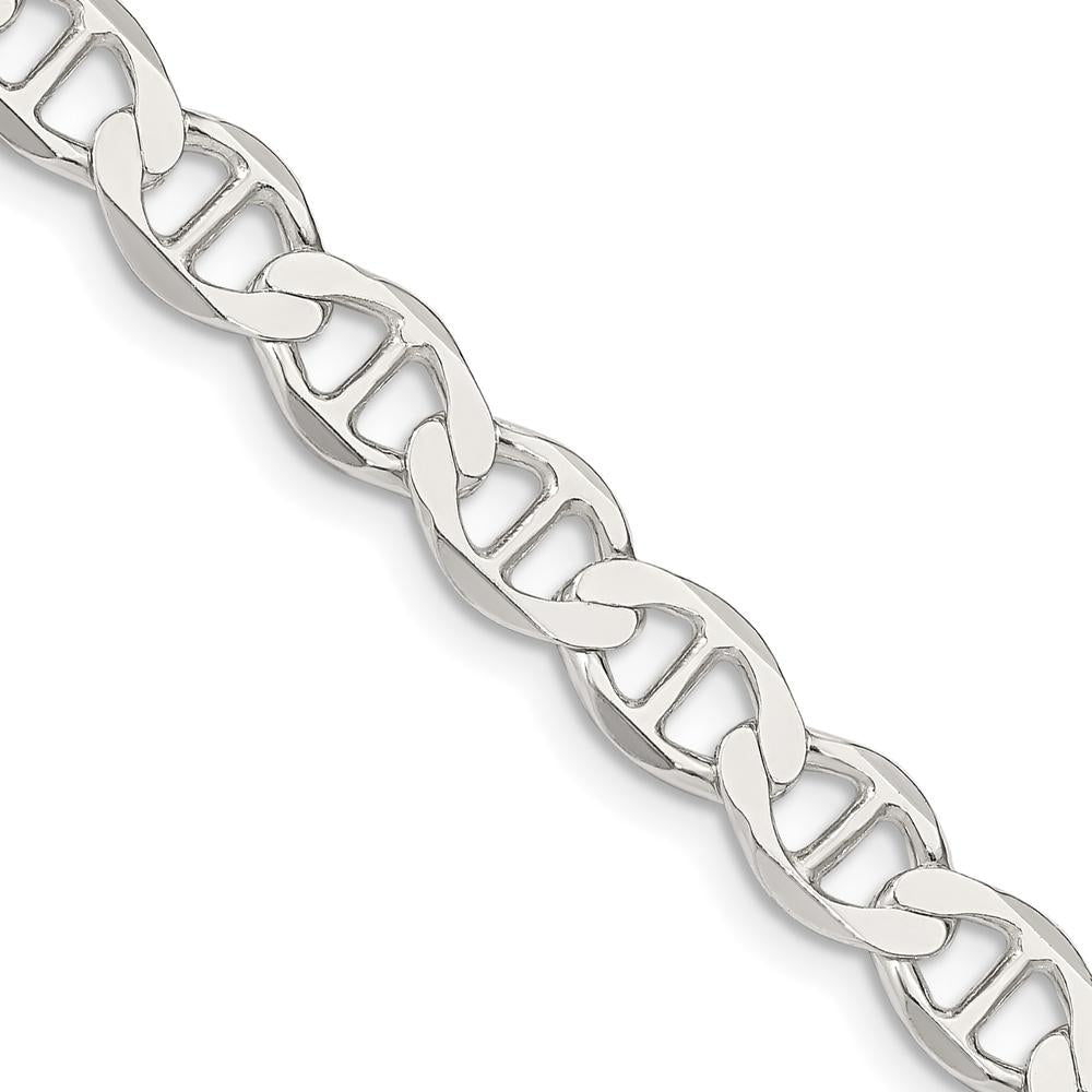 Sterling Silver 24" 7.1mm Polished Flat Anchor Chain Necklace by Lumare Gioia