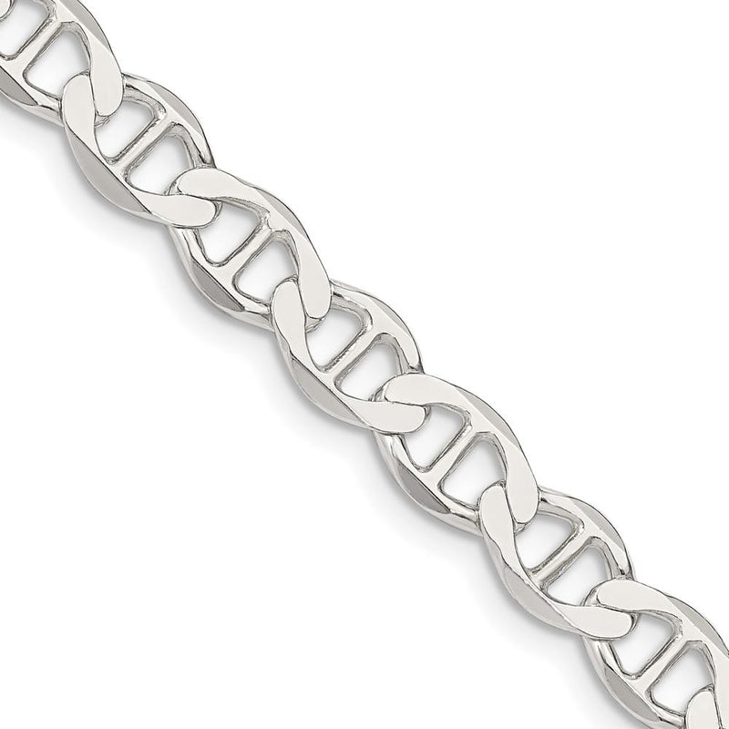 Sterling Silver 24" 7.1mm Polished Flat Anchor Chain Necklace by Lumare Gioia