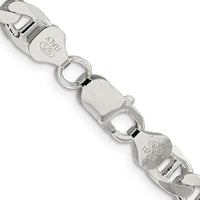 Sterling Silver 24" 7.4mm Diamond-Cut Flat Anchor Curb Chain with Lobster Clasp by Lumare Gioia