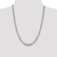 Sterling Silver 24" 7.4mm Diamond-Cut Flat Anchor Curb Chain with Lobster Clasp by Lumare Gioia