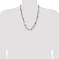 Sterling Silver 24" 7.9mm Flat Diamond-Cut Pave Curb Chain Necklace by Lumare Gioia
