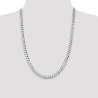Sterling Silver 24" 7mm Beveled Curb Chain with Lobster Clasp - Polished Finish by Lumare Gioia