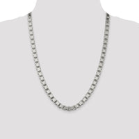 Sterling Silver 24" 7mm Box Chain Necklace with Polished Finish and Lobster Clasp by Lumare Gioia