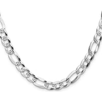 Sterling Silver 24" 8.0mm Flat Diamond-Cut Figaro Chain Necklace - Polished Finish by Lumare Gioia