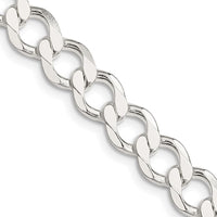 Sterling Silver 24" 8.1mm Semi-Solid Flat Curb Chain with Polished Finish - Men's Necklace by Lumare Gioia