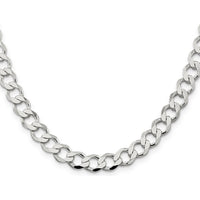 Sterling Silver 24" 8.1mm Semi-Solid Flat Curb Chain with Polished Finish - Men's Necklace by Lumare Gioia