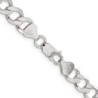 Sterling Silver 24" 8.1mm Semi-Solid Flat Curb Chain with Polished Finish - Men's Necklace by Lumare Gioia