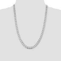 Sterling Silver 24" 8.1mm Semi-Solid Flat Curb Chain with Polished Finish - Men's Necklace by Lumare Gioia