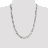 Sterling Silver 24" 8.3mm Pavé Curb Chain with Lobster Clasp - Solid Textured Design by Lumare Gioia
