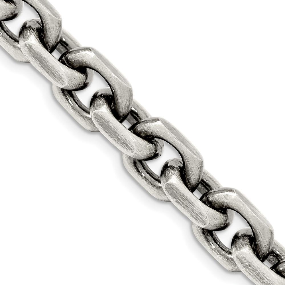 Sterling Silver 24" 8.6mm Diamond-Cut Cable Link Chain - Polished & Antiqued Finish by Lumare Gioia
