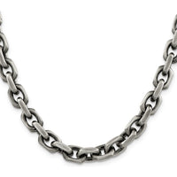 Sterling Silver 24" 8.6mm Diamond-Cut Cable Link Chain - Polished & Antiqued Finish by Lumare Gioia