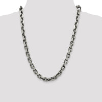 Sterling Silver 24" 8.6mm Diamond-Cut Cable Link Chain - Polished & Antiqued Finish by Lumare Gioia