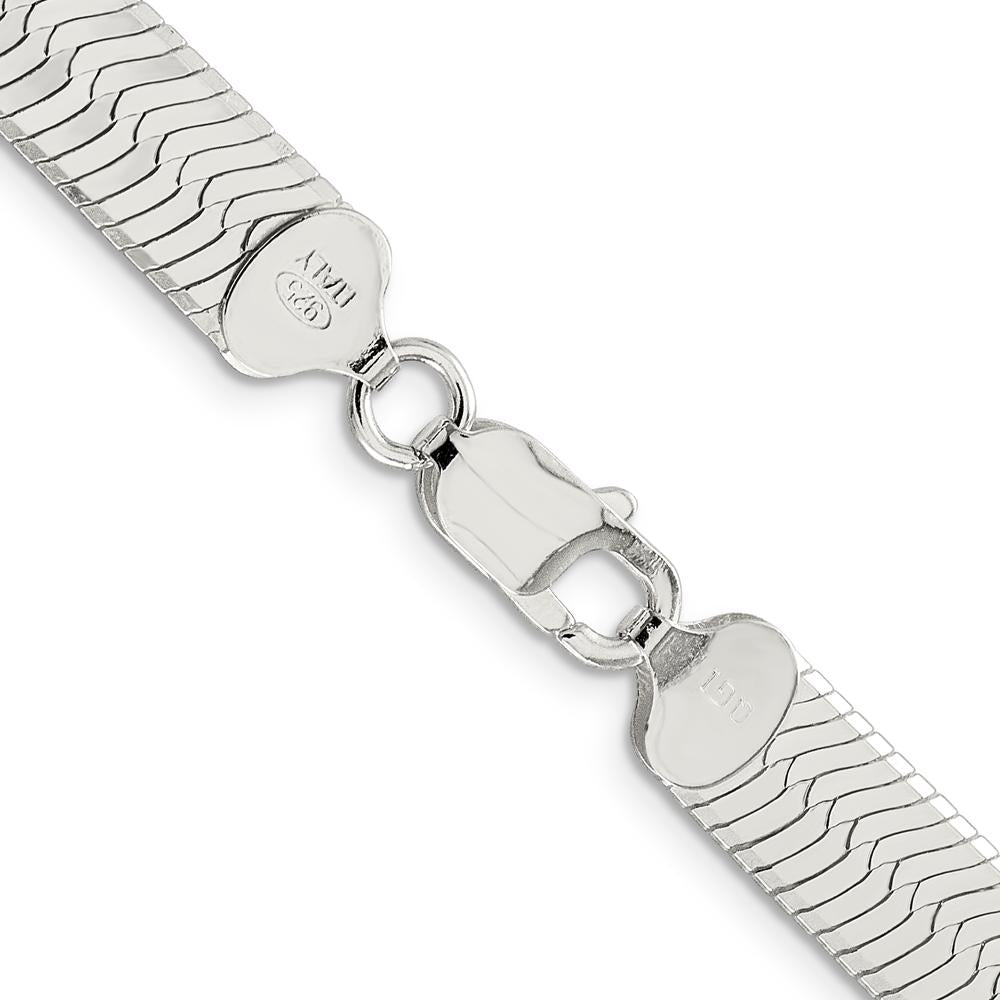 Sterling Silver 24" 8.75mm Magic Herringbone Chain with Polished Finish and Anti-Tarnish Coating by Lumare Gioia