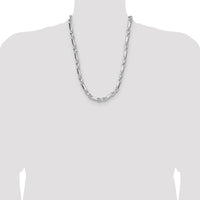 Sterling Silver 24" 8mm Diamond-Cut Figaro Chain with Lobster Clasp by Lumare Gioia