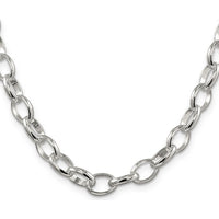 Sterling Silver 24" 8mm Fancy Rolo Chain Necklace with Polished Finish by Lumare Gioia