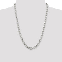 Sterling Silver 24" 8mm Fancy Rolo Chain Necklace with Polished Finish by Lumare Gioia