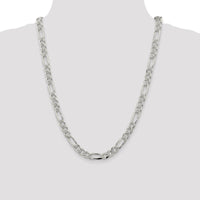 Sterling Silver 24" 8mm Pavé Flat Figaro Chain for Men by Lumare Gioia