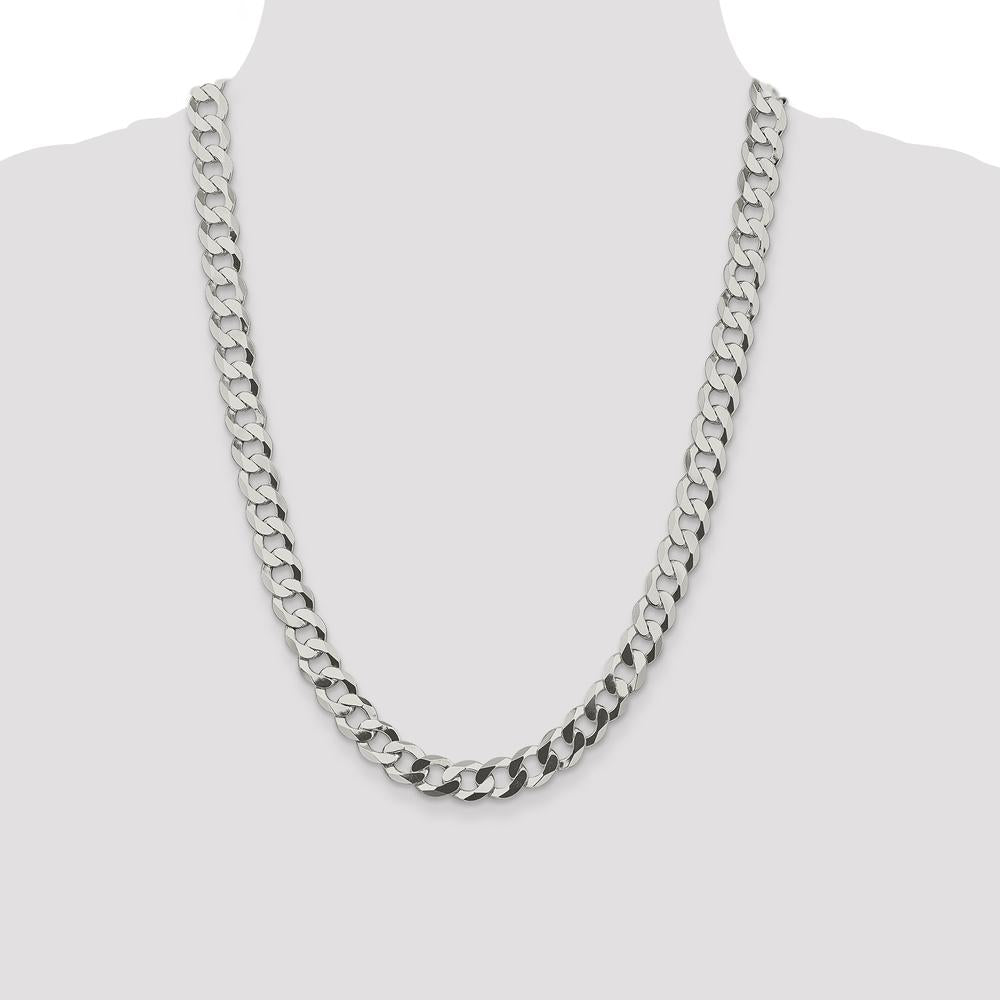 Sterling Silver 24" 9.75mm Flat Curb Chain with Lobster Clasp by Lumare Gioia